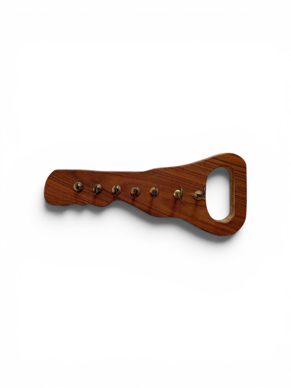 Vintage Wooden Key-Shaped Wall Key Holder in Warm Brown